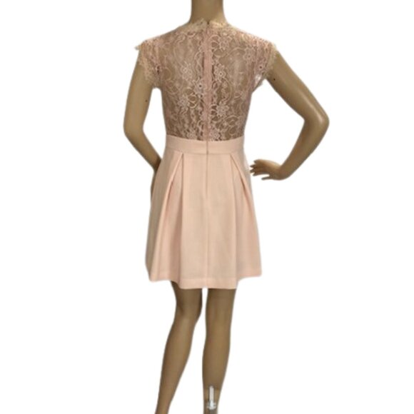 BCBGeneration Elegant Lace-Back Peach Party Dress with Pockets - Picture 7 of 10